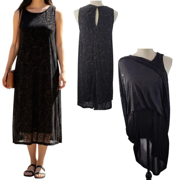 Simply Styled Women's Slip Lined Floral Print Black Dress - Size Medium - Picture 1 of 16